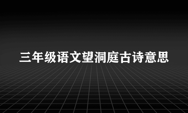 三年级语文望洞庭古诗意思