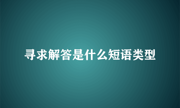 寻求解答是什么短语类型