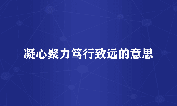 凝心聚力笃行致远的意思