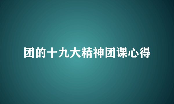 团的十九大精神团课心得