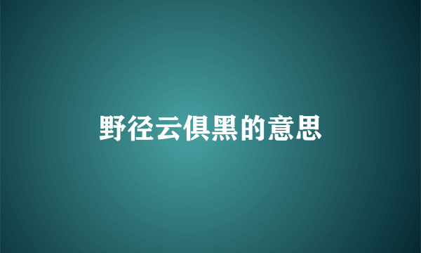 野径云俱黑的意思