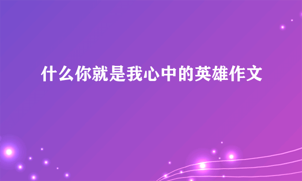 什么你就是我心中的英雄作文