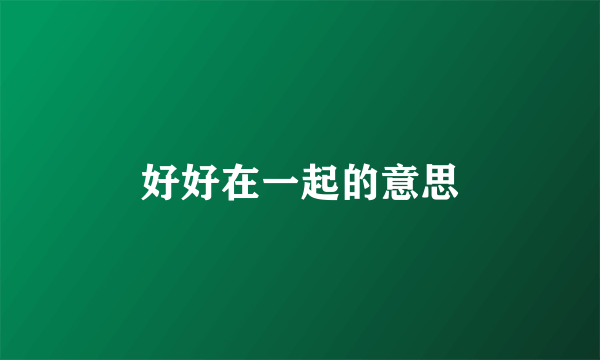 好好在一起的意思
