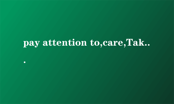 pay attention to,care,Take care of,Look after的用法区别