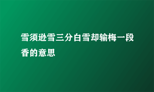 雪须逊雪三分白雪却输梅一段香的意思