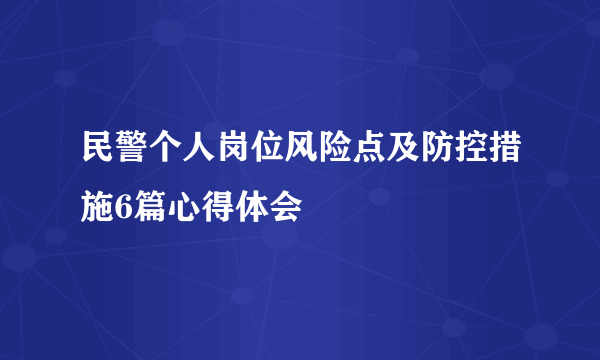 民警个人岗位风险点及防控措施6篇心得体会
