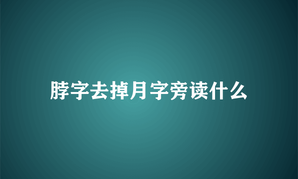 脖字去掉月字旁读什么