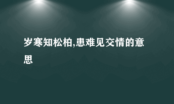 岁寒知松柏,患难见交情的意思