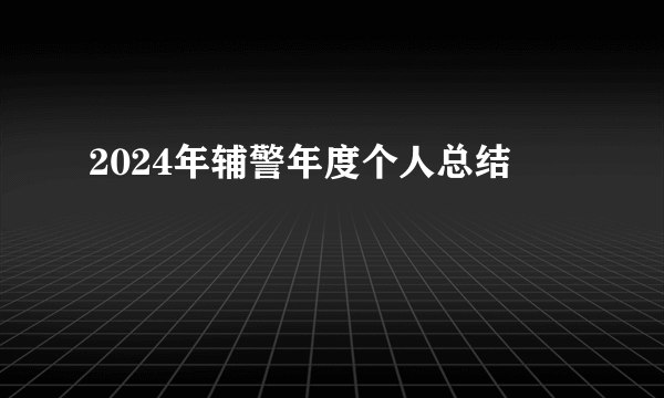 2024年辅警年度个人总结