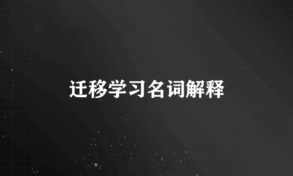 迁移学习名词解释