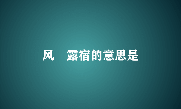 风歺露宿的意思是