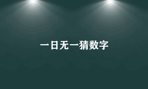 一日无一猜数字