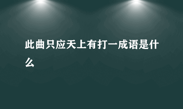 此曲只应天上有打一成语是什么