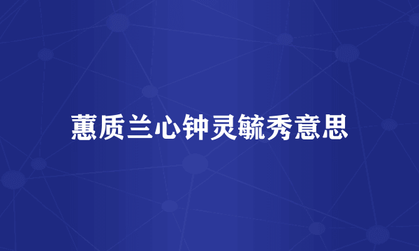 蕙质兰心钟灵毓秀意思
