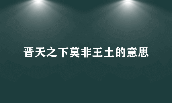 晋天之下莫非王土的意思