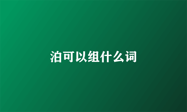 泊可以组什么词