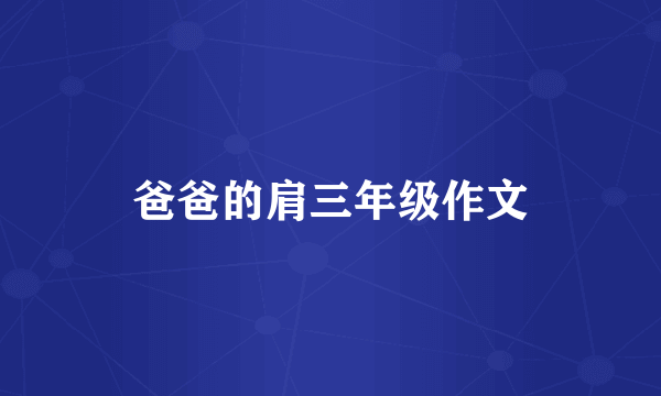 爸爸的肩三年级作文