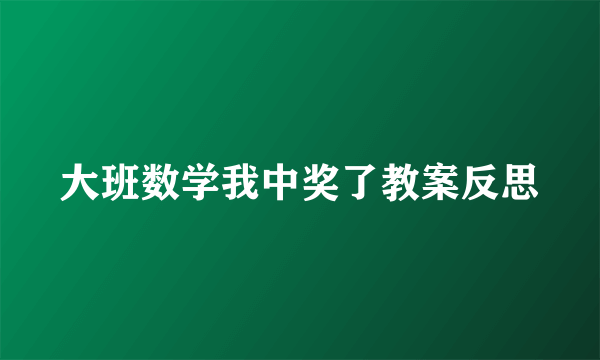 大班数学我中奖了教案反思
