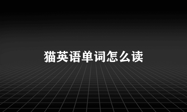 猫英语单词怎么读