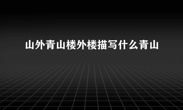 山外青山楼外楼描写什么青山
