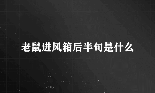 老鼠进风箱后半句是什么