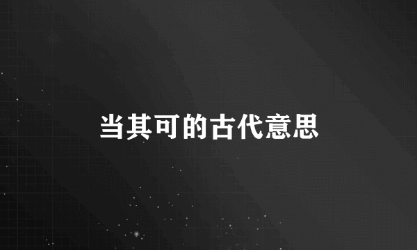 当其可的古代意思