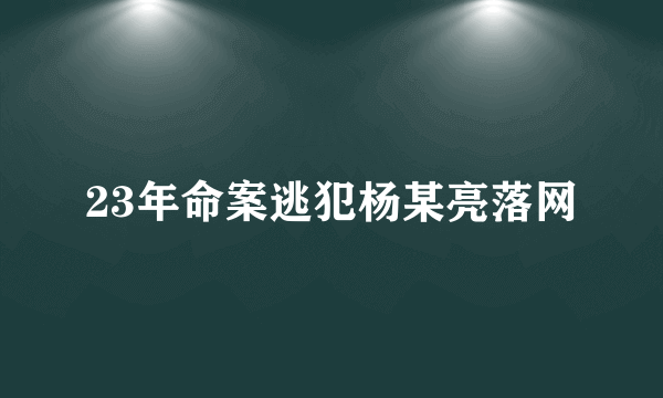 23年命案逃犯杨某亮落网