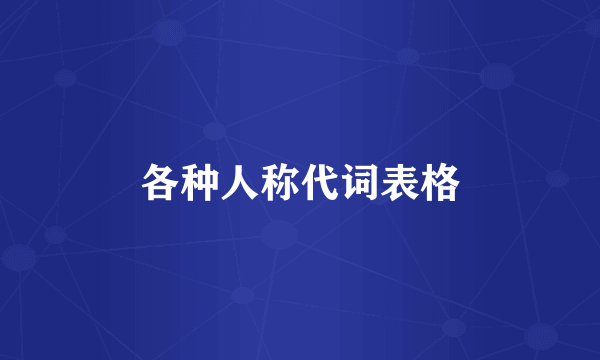 各种人称代词表格