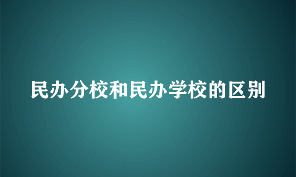 民办分校和民办学校的区别