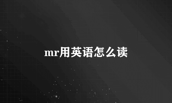 mr用英语怎么读