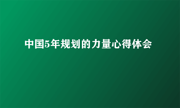 中国5年规划的力量心得体会