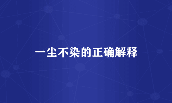 一尘不染的正确解释