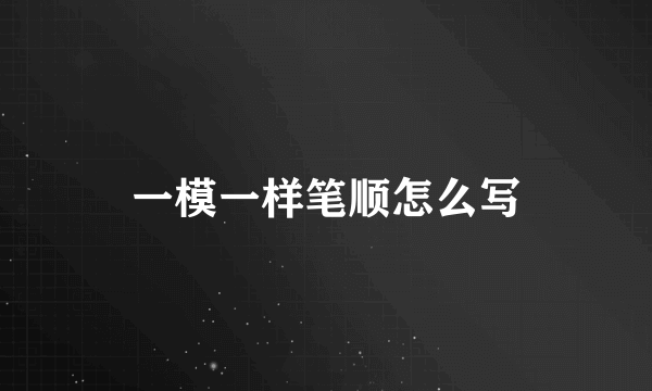 一模一样笔顺怎么写