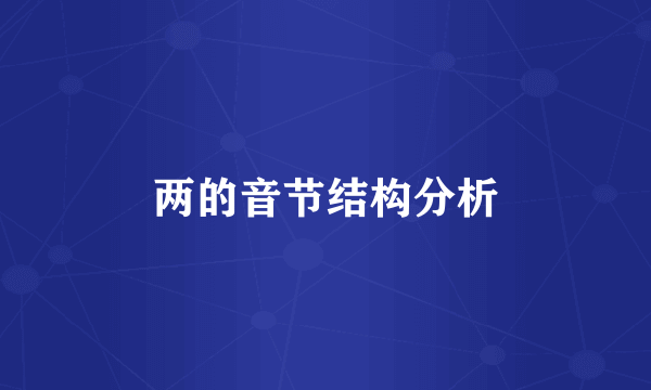 两的音节结构分析