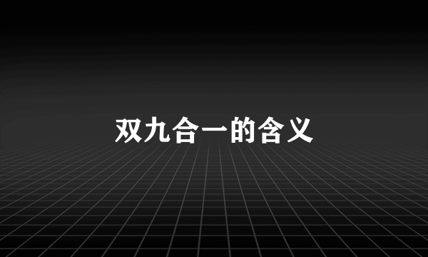 双九合一的含义