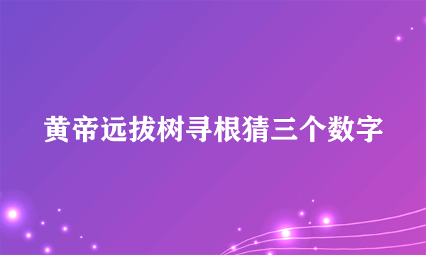 黄帝远拔树寻根猜三个数字