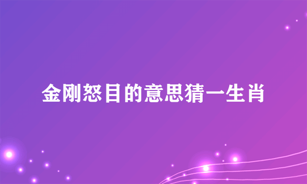 金刚怒目的意思猜一生肖