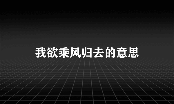 我欲乘风归去的意思