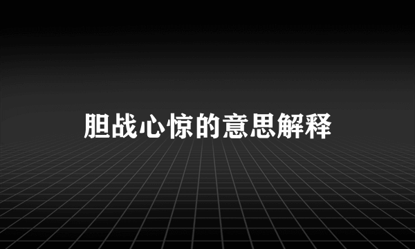胆战心惊的意思解释