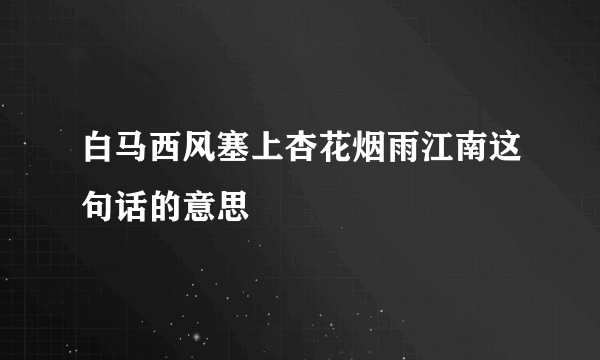白马西风塞上杏花烟雨江南这句话的意思
