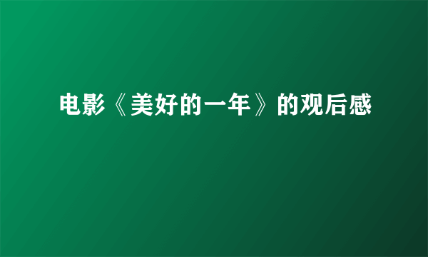 电影《美好的一年》的观后感