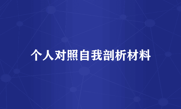 个人对照自我剖析材料