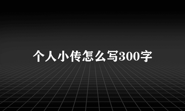 个人小传怎么写300字