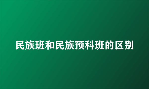 民族班和民族预科班的区别