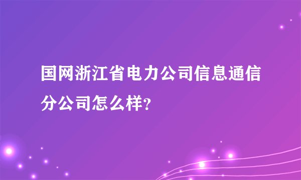 国网浙江省电力公司信息通信分公司怎么样？