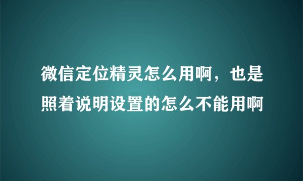 微信定位精灵怎么用啊，也是照着说明设置的怎么不能用啊