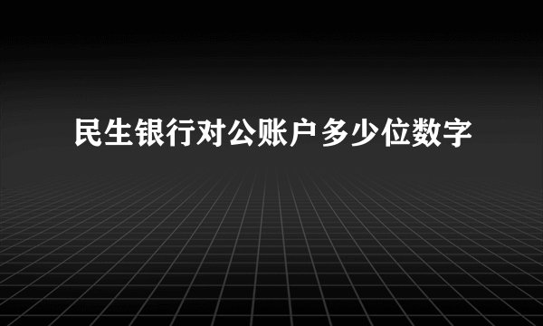 民生银行对公账户多少位数字