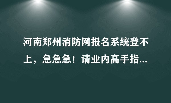 河南郑州消防网报名系统登不上，急急急！请业内高手指点迷津！
