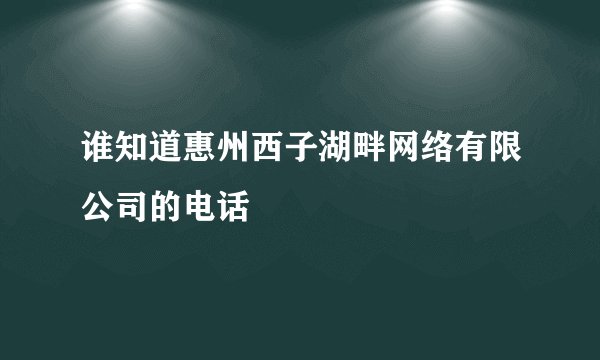 谁知道惠州西子湖畔网络有限公司的电话