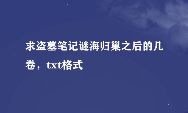 求盗墓笔记谜海归巢之后的几卷，txt格式